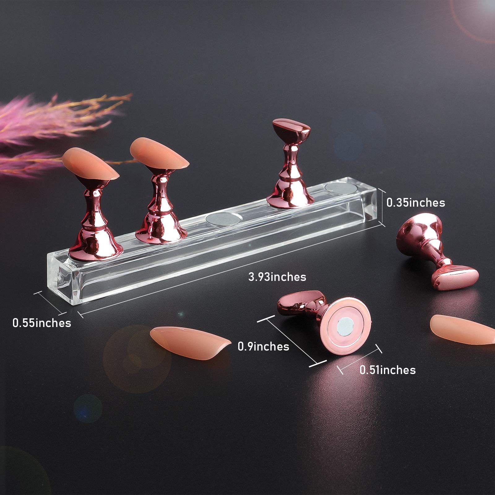 2 Sets Pink Nail Stand for Press on Nails Display, Magnetic Fake Nails Holder