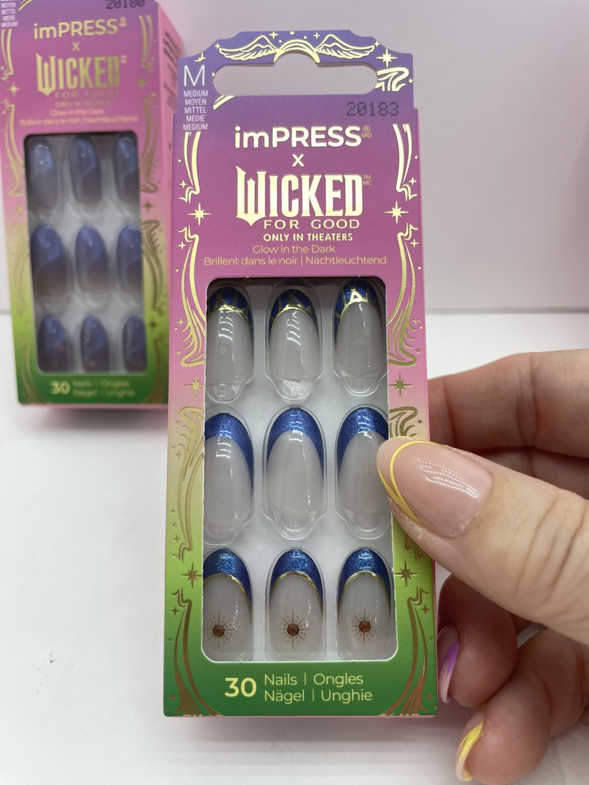 Kiss imPress x Wicked Limited Edition GLOW IN THE DARK Press On Nails. 3 pack.