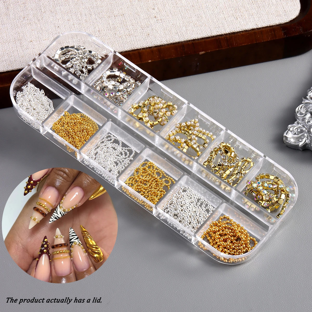 3D Metal Nail Art Chains Gold Silver Nail Decoration Personality Nail Jewelry