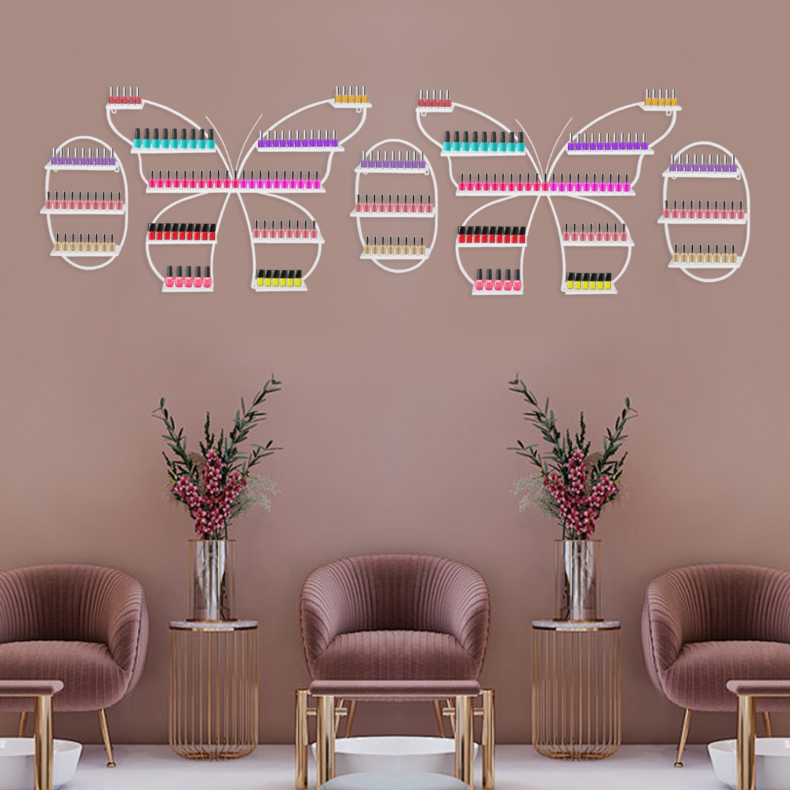 5PCS Iron Butterfly Nail Polish Rack, Wall-mounted Nail Polish Storage Rack