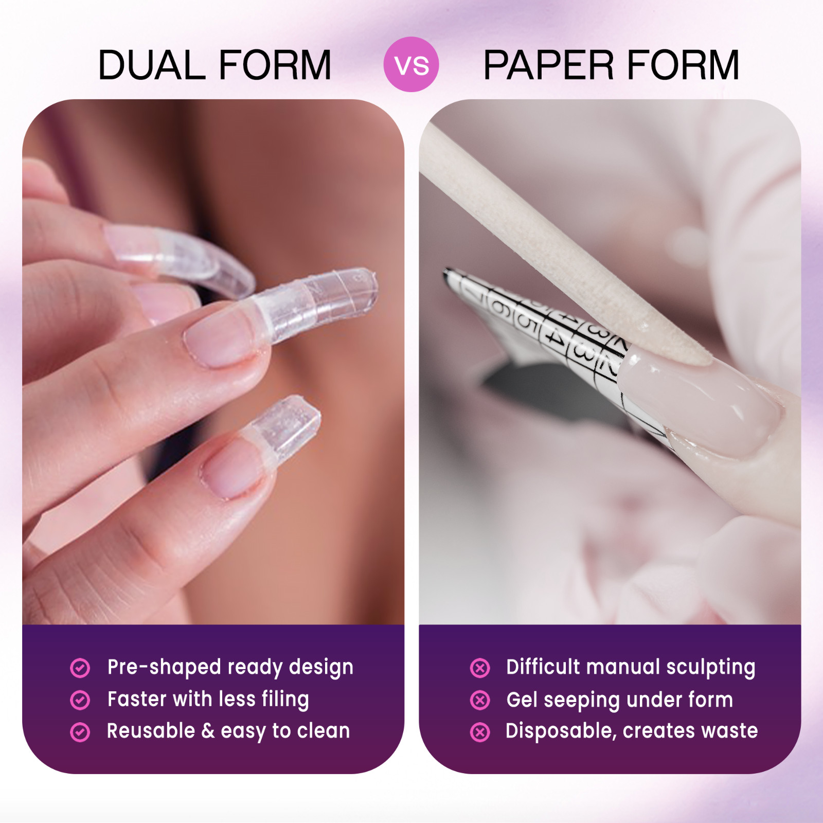 Beauticom USA Dual Nail Form Set Box-Frosted Form Box with 120 Pieces False Tips