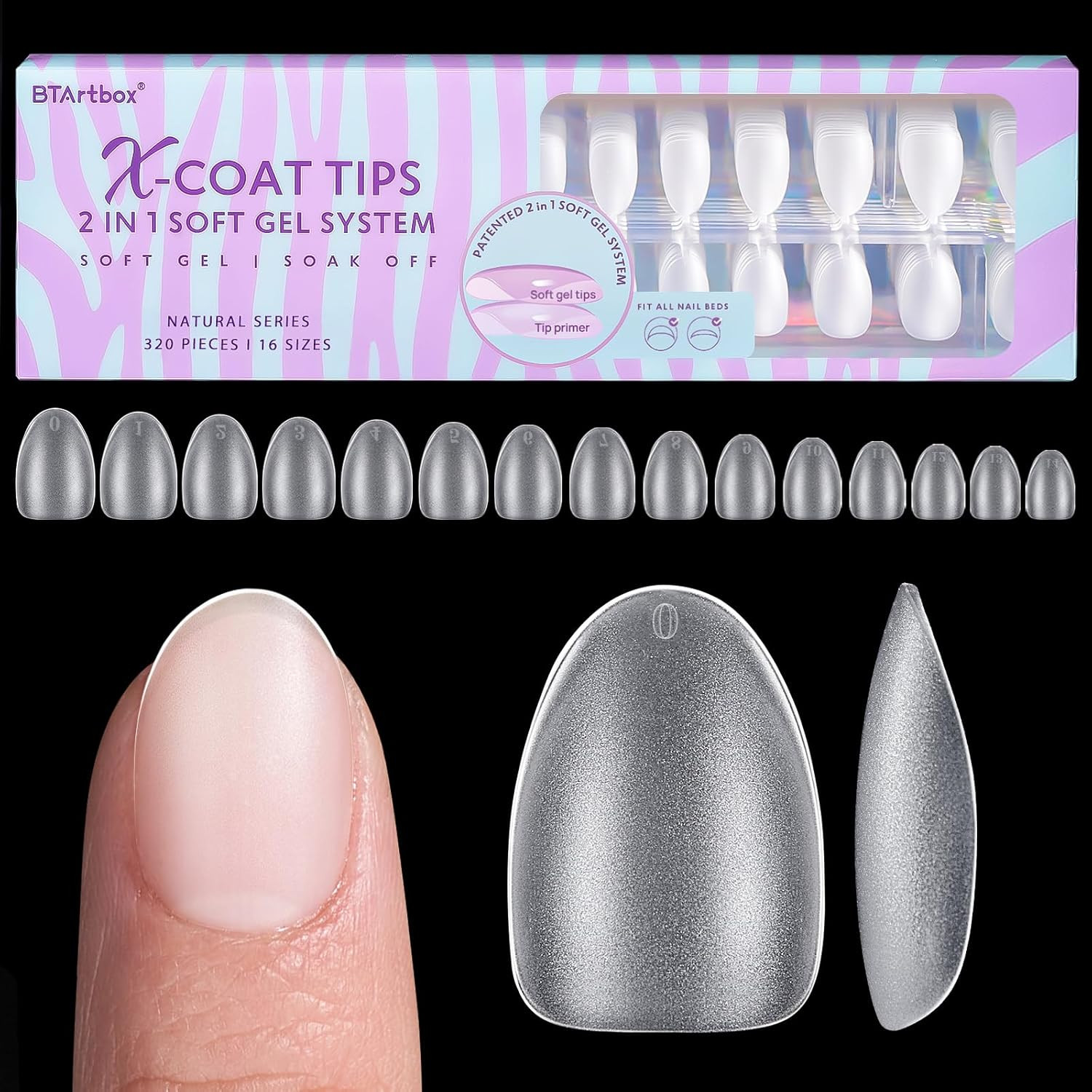 Extra Short Almond Nail Tips – Btartbox XCOATTIPS Gel Nail Tips Natural with Tip
