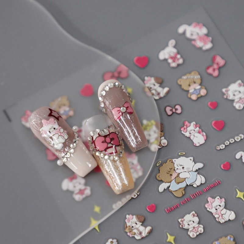 5D Cartoon Nail Stickers, Ribbit Nail Decals, Bear Nail Stickers (319)