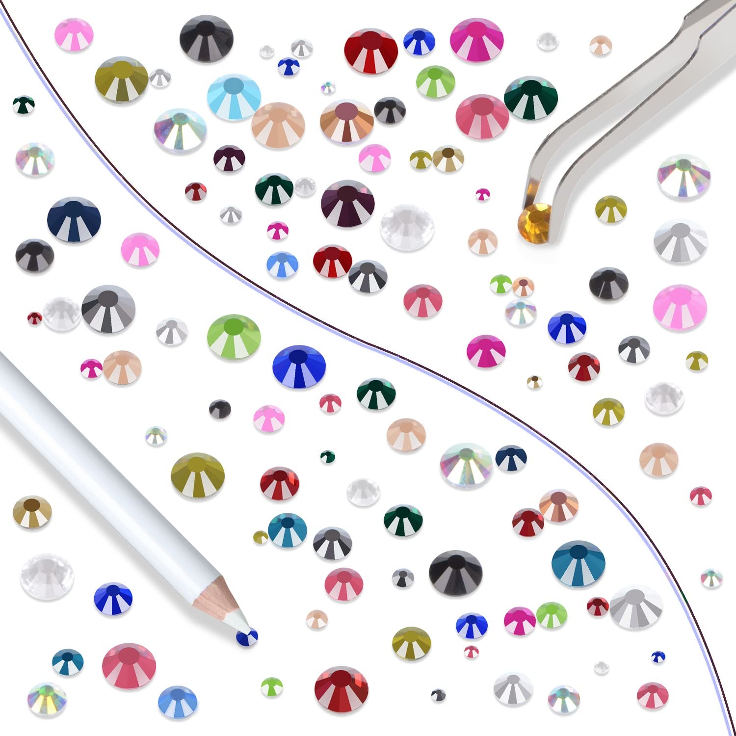 10000pcs Hotfix Rhinestones Flatback Glass Crystal 24 Mixed Color Rhinestone …