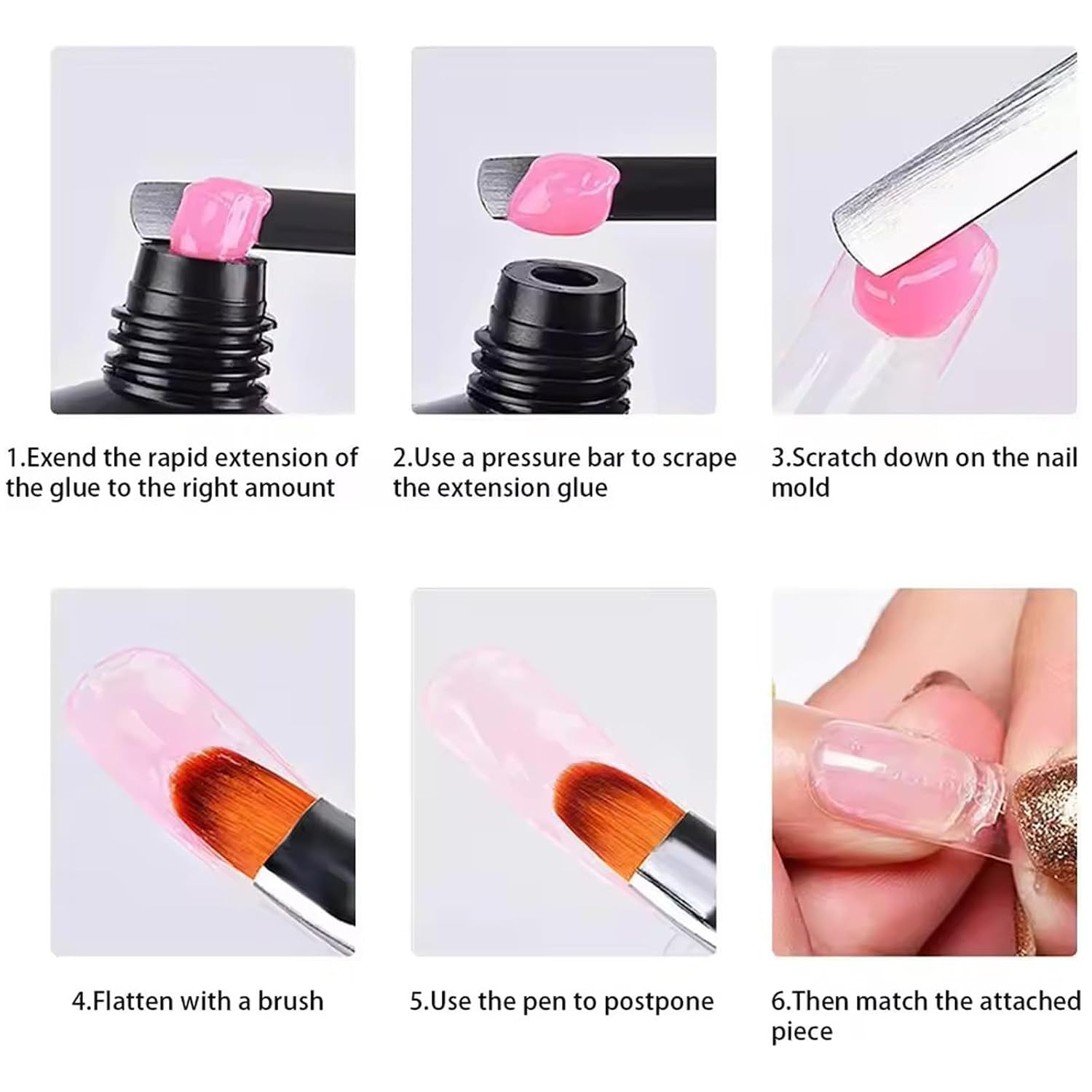 1 Pc Rhinestone-Studded 2-In-1 Dual Ended Polygel Nail Art Brush & Poly Gel Nail