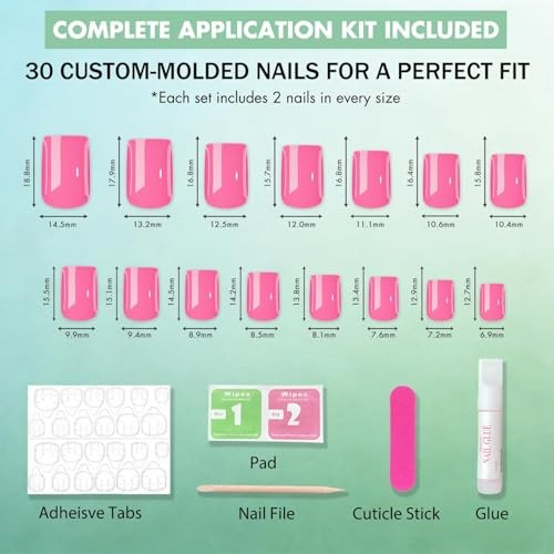Navy Blue Royal Blue Soft Gel Press on Nails – 30 Pcs – 15 Sizes – 15 Sizes