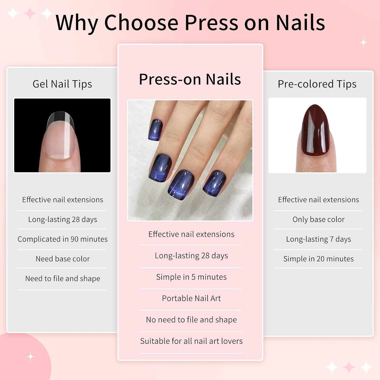 Dark Blue Track Cat Eyes Press On Nails,12 Sizes – 24 Pcs Soft Gel Short Blue Bl