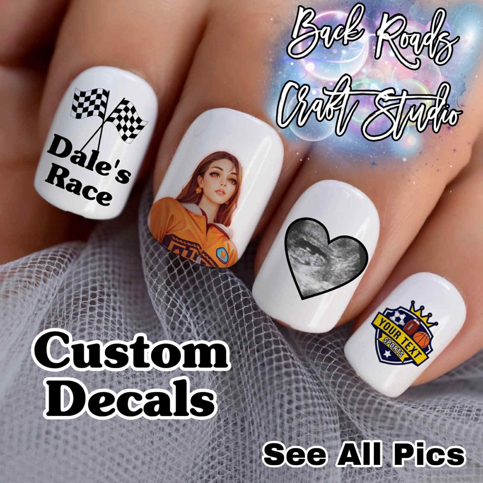 Custom Set Of 50 Waterslide Nail Art Decals