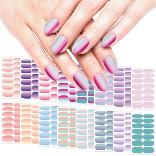 16 Sheets Nail Wraps Self Adhesive Nail Polish Stickers Stick on Mermaid Color