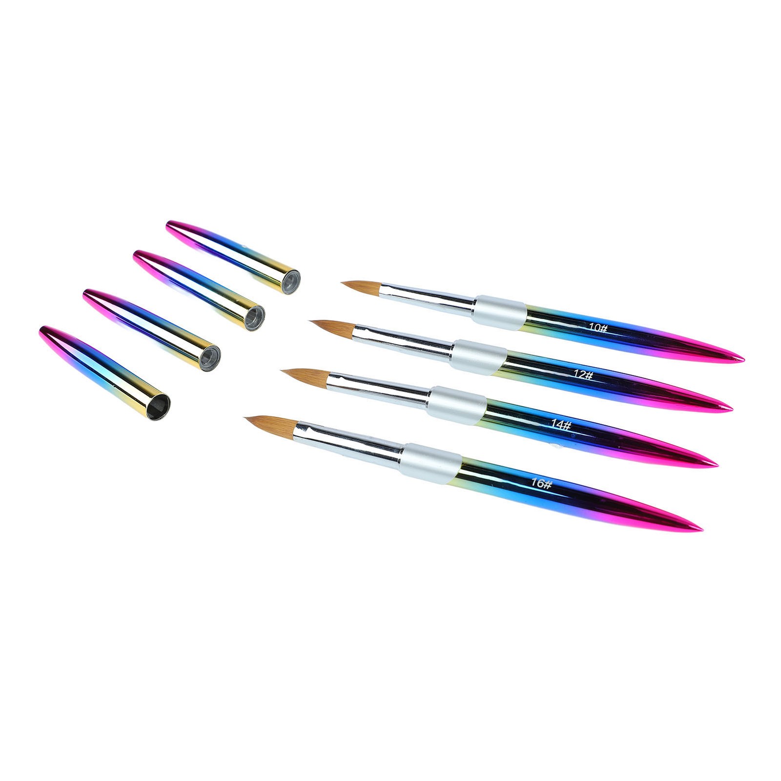 4pcs Nail Art Brush Set Aluminum Tube Ergonomic Handle Firm Flexible Soft Hair