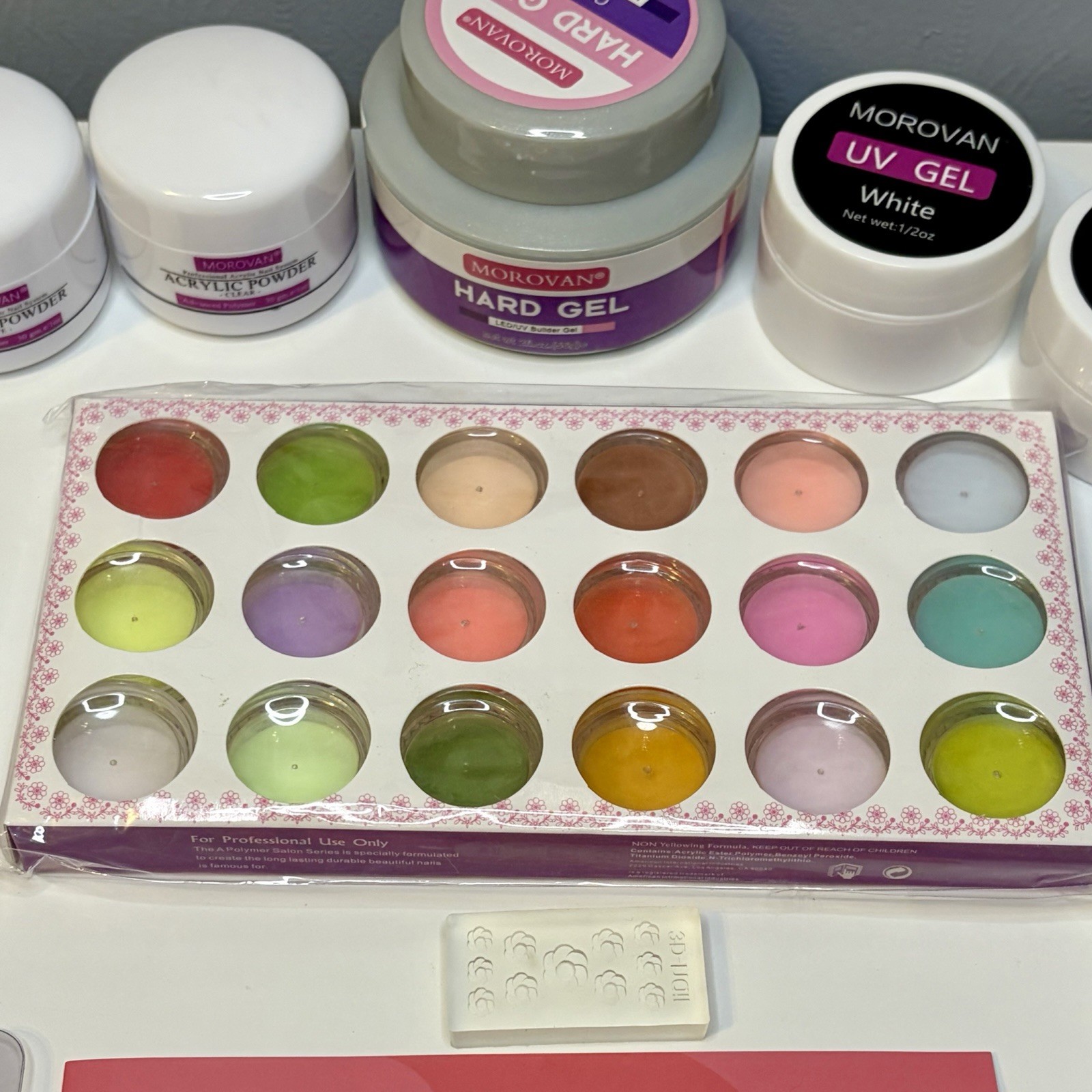 Morovan Professional Acrylic Nail Kit – Glitter Acrylic Powder 24 Piece Lot