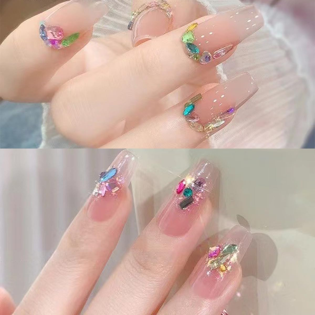 3000Pcs Colour Nail Charms 3D French Petite Nail Rhinestones Colorful Nail Gems