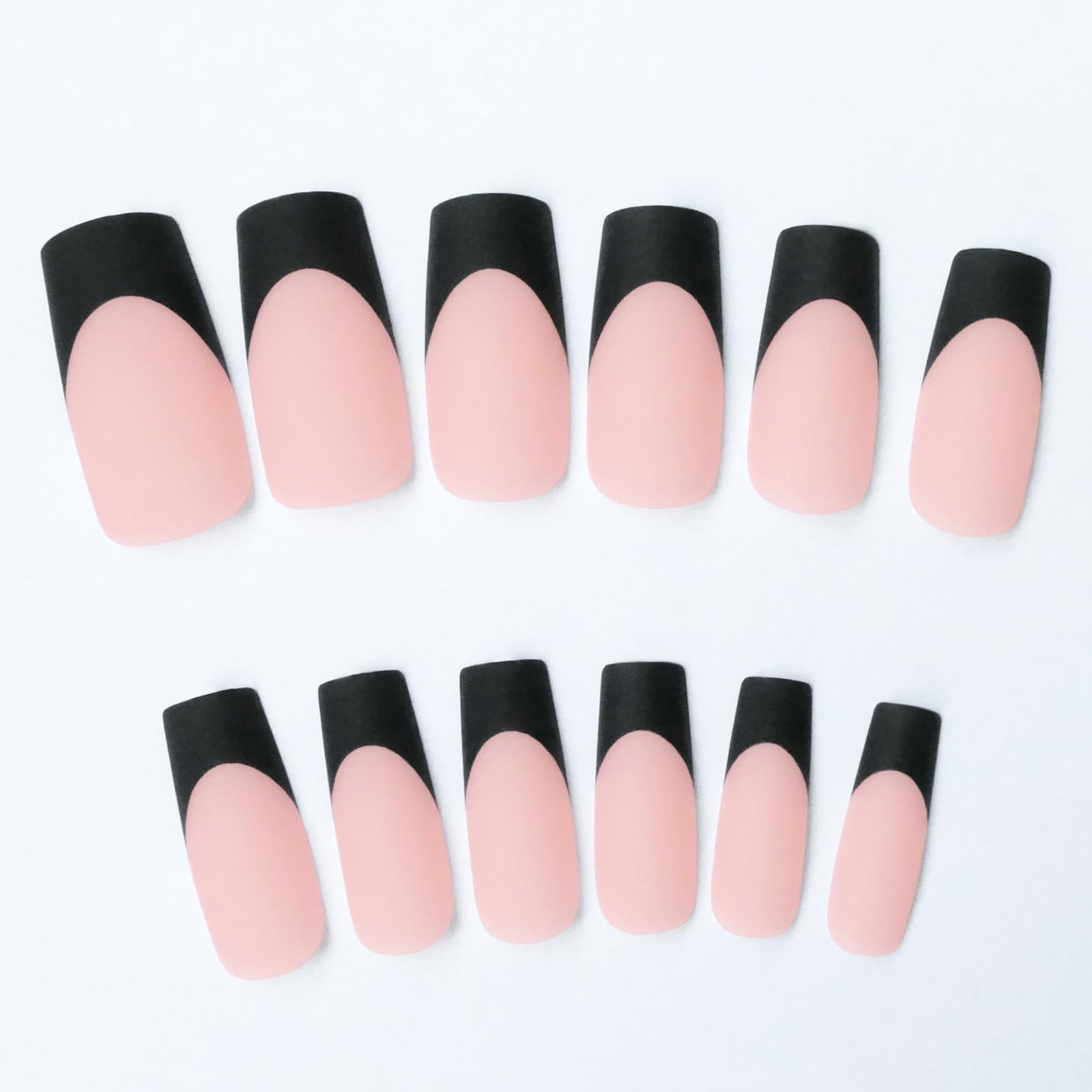 AddFavor French Tip Press on Nails Medium Square Fake Nails, 120pcs Black Fre…