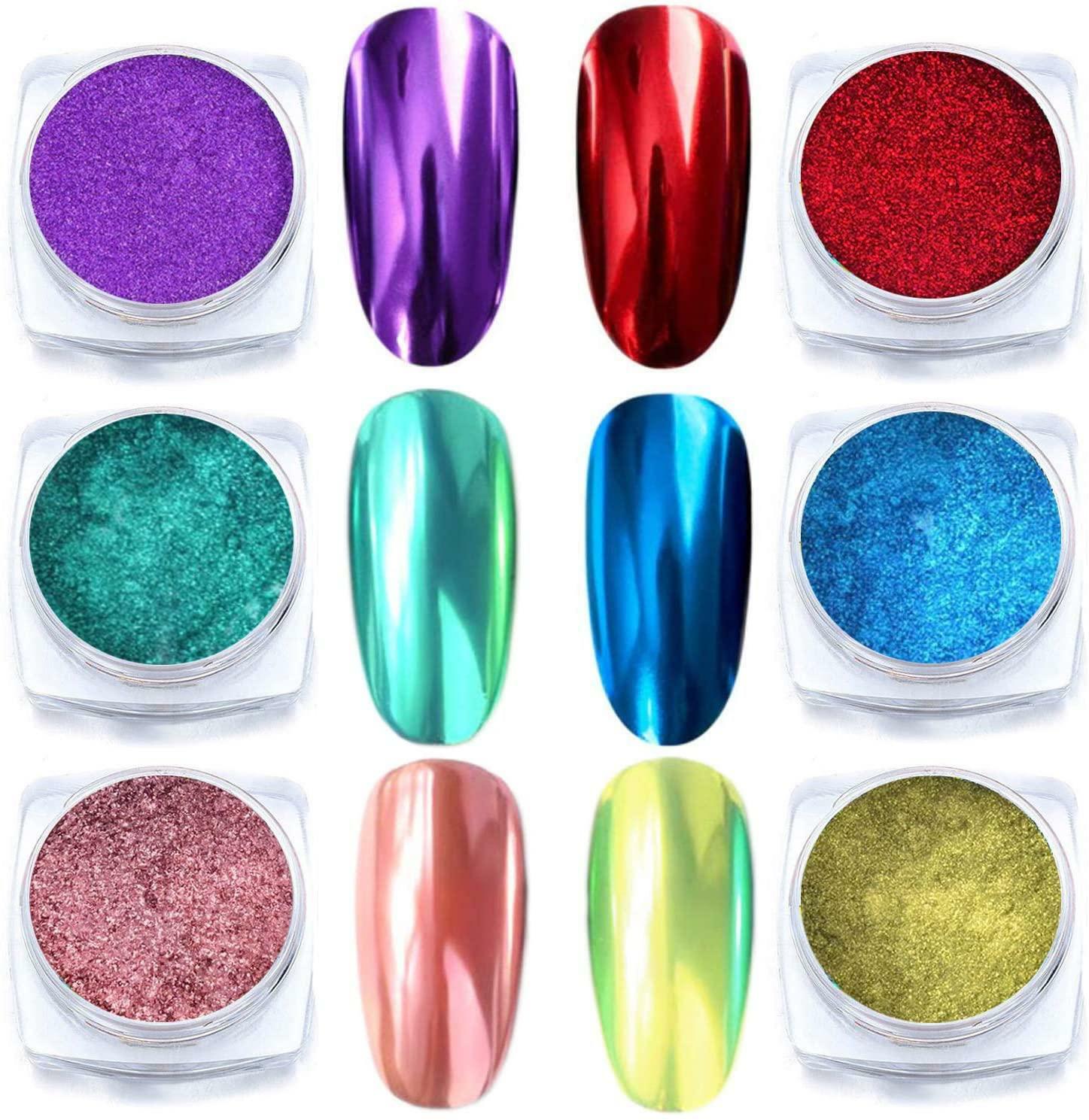 Mirror Chrome Nail Powder Unicorn Holographic Effect 60 Colours Nails Decoration