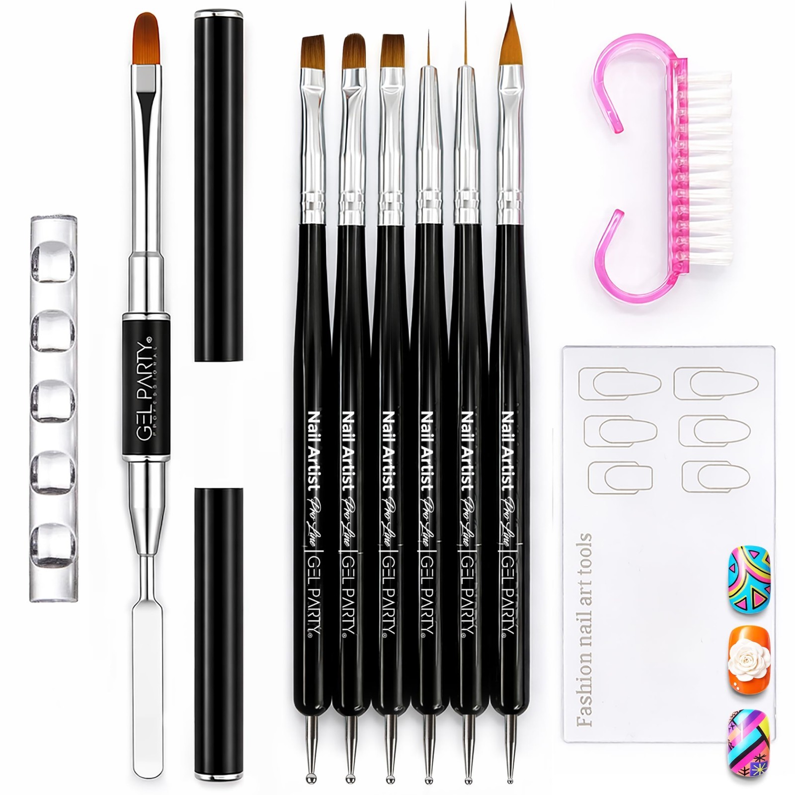 10 Pcs Dual-Ended Nail Art Brush Set – Gel, Dotting Pens, Palette & Tools for Sa
