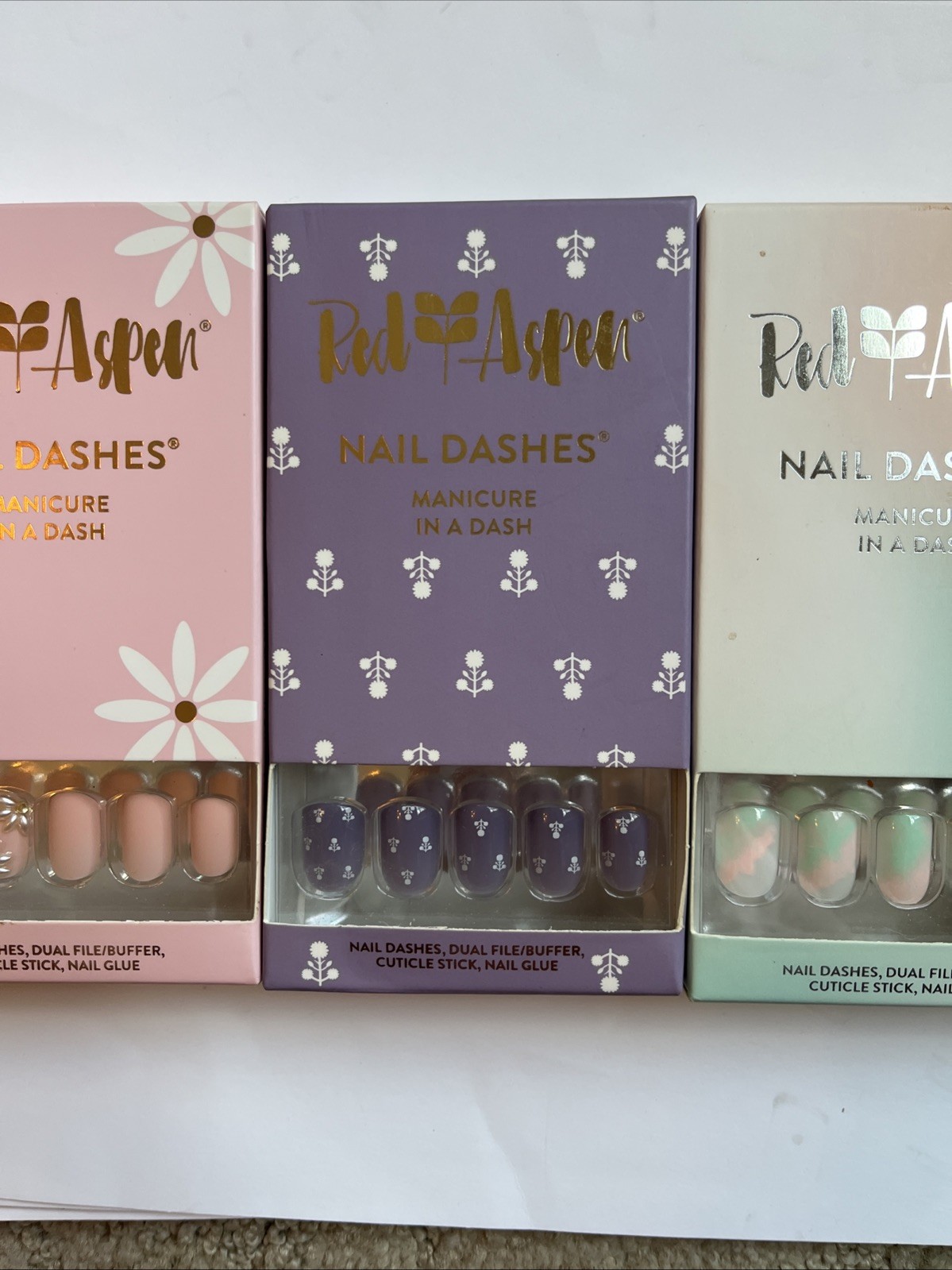 Lot of 4 Red Aspen Nail Dashes Manicure in a Dash Assorted Patterns & Designs