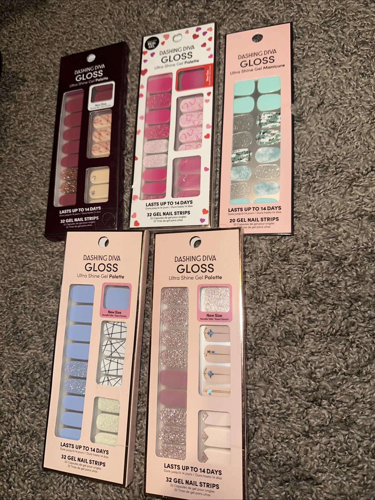 Dashing Diva Gloss Ultra Shine Gel Nail Strips Palette Pack of 5 Brand New