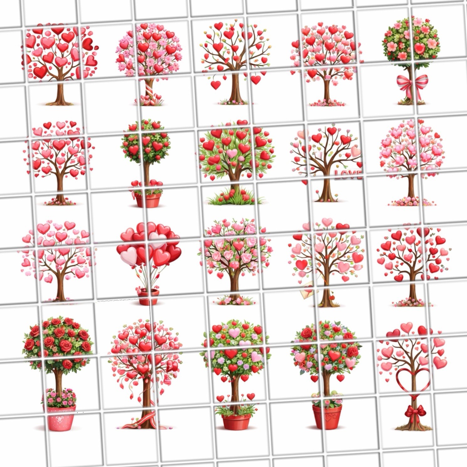 Love Trees Valentines Waterslide Nail Art Decals Set Of 50 Instructions Bonus