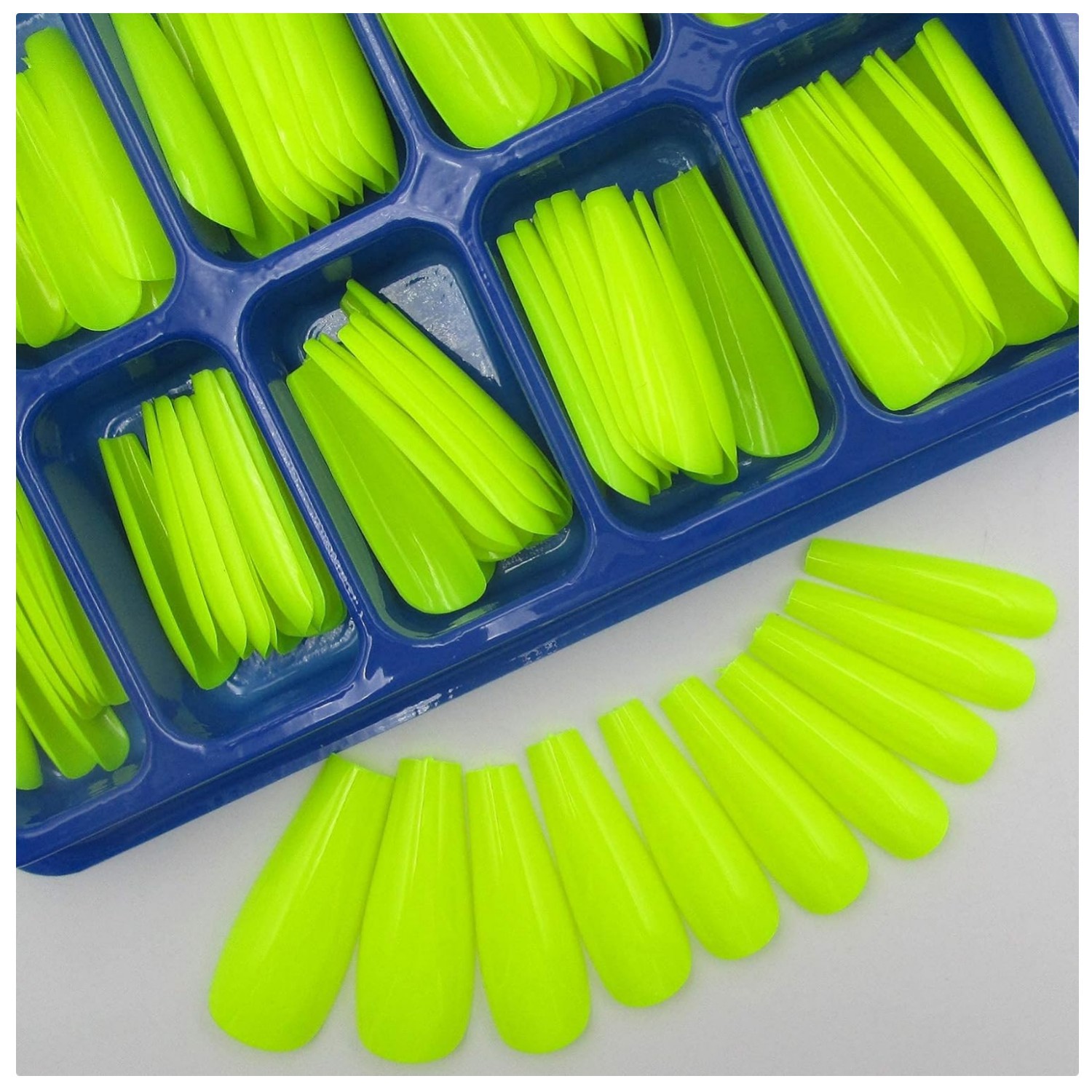 100pc Colored Long Coffin Press on Nails Artificial Acrylic Tips Ballerina Sh…