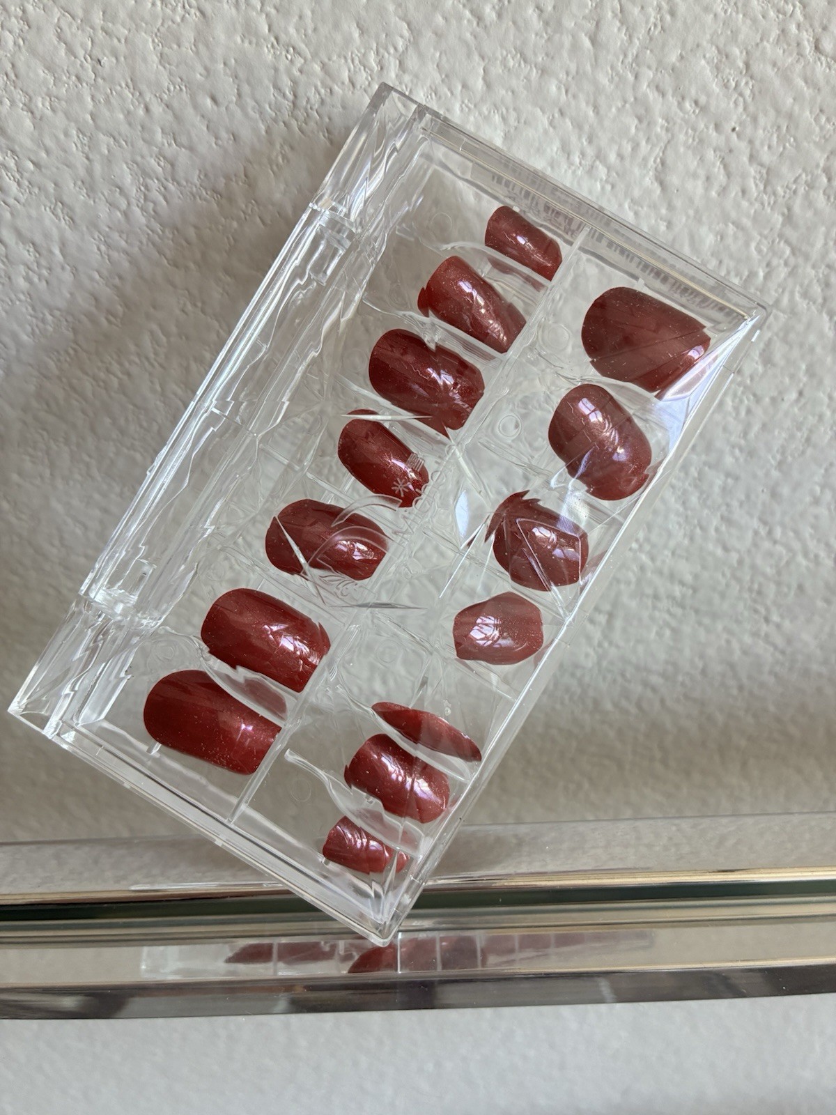 NEW Rich Wine Red Glossy Oval Press On Nails | Full Set | Deep Burgundy