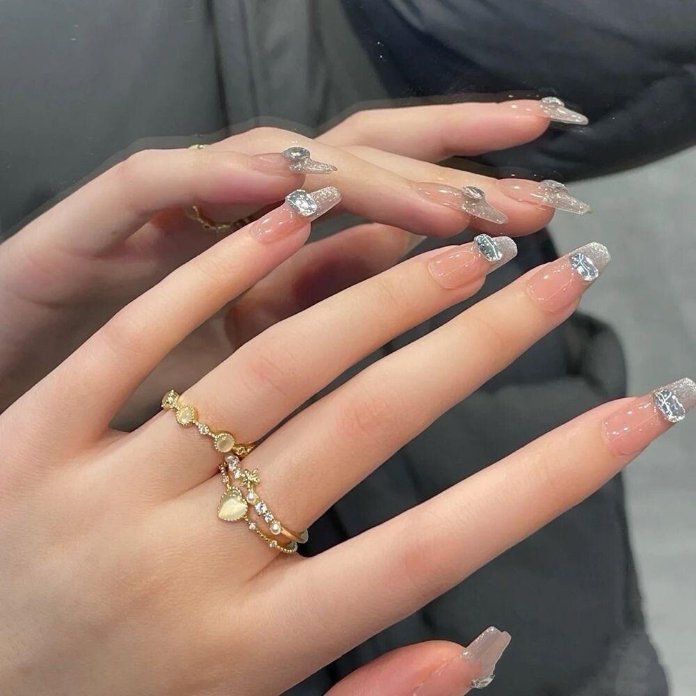 Press on nail long coffin pink-（#050）Nail Art Nail Care Gift