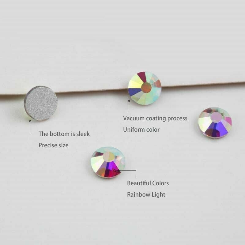 1440pcs Crystal AB Rhinestones FlatBack Glitter Diamond Gems 3D Nail Art Decor