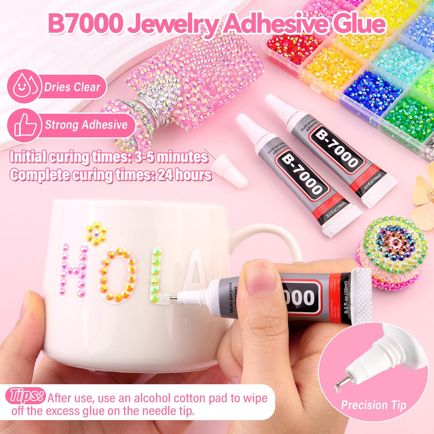 34000Pcs Resin Rhinestones for Bedazzling Kit, Mixed-Color 3mm Bedazzled Crystal