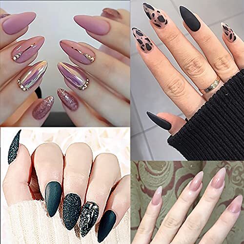 500Pcs Medium Almond Fake Nail Tips Full Cover Acrylic Nails Press on Clear