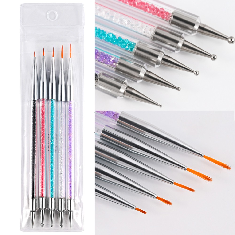5/10pcs Pink/Black Nail Art Liner/Painting Brushes Ultra-thin Line Drawing Tool