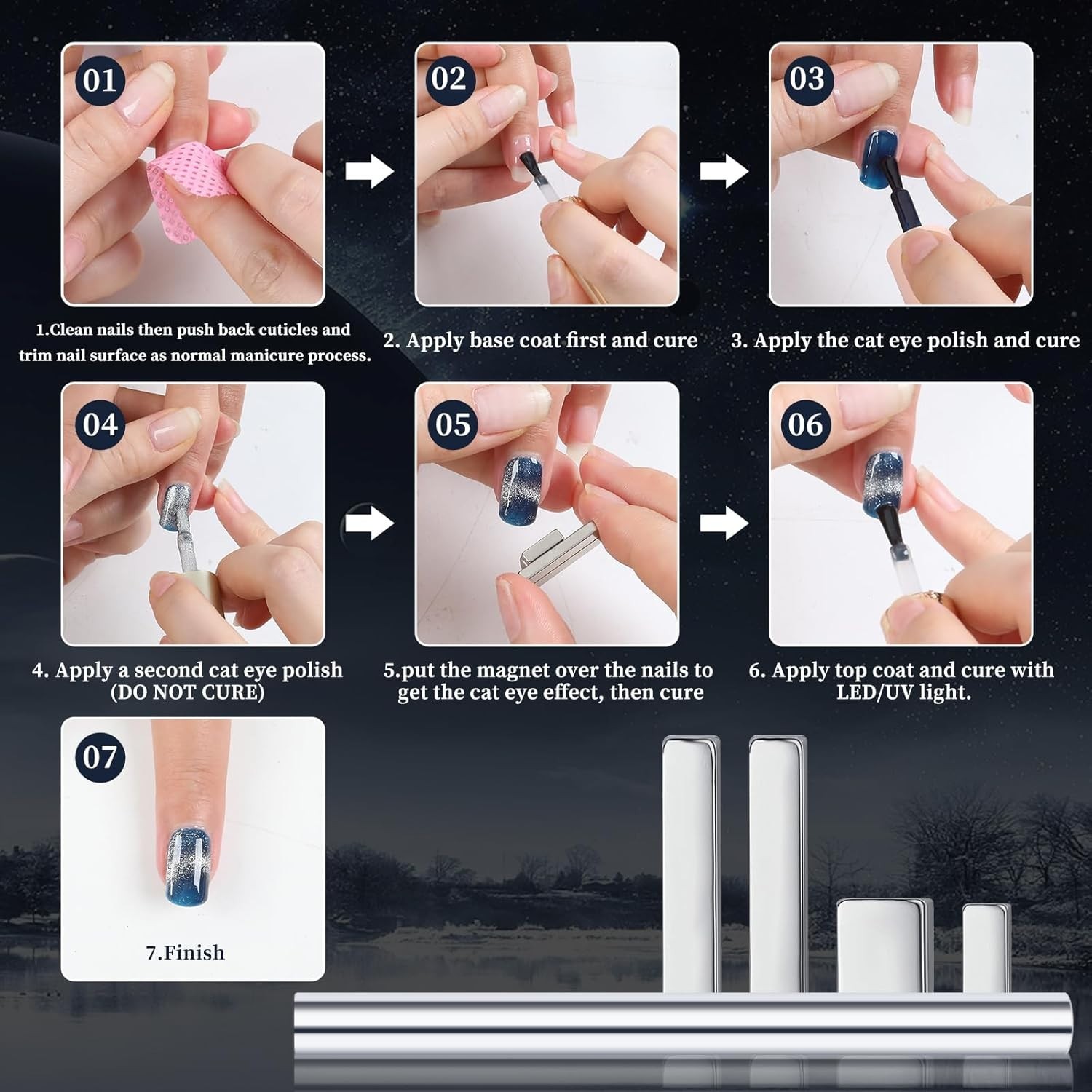 Portable 5-Piece Cat Eye Nail Art Magnet Set – Easy Use & Stunning Effects