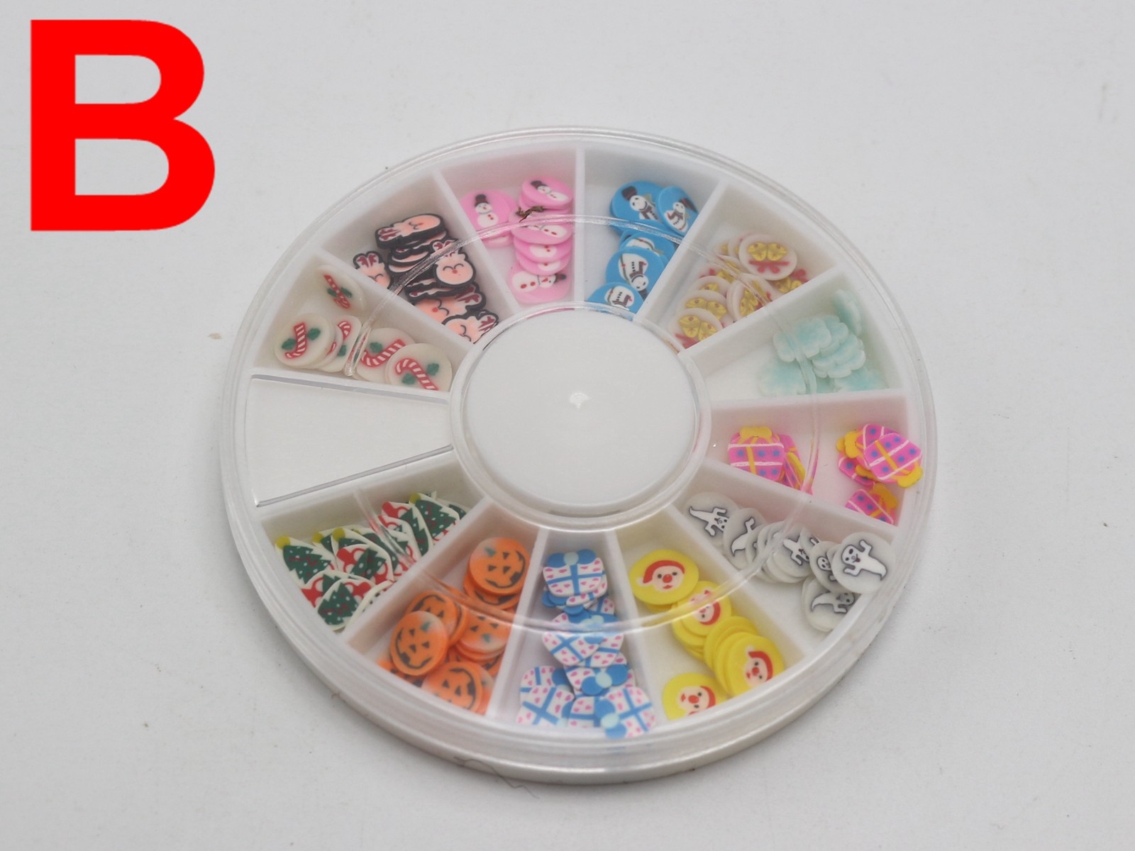 4 Wheel of 12 Styles Assorted 3D Fimo Polymer Clay Slices Various Nail Art Tips