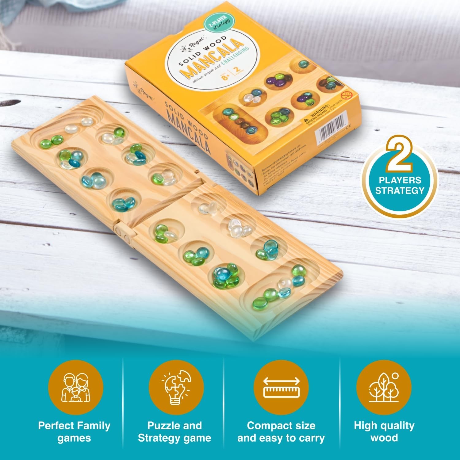 Regal Games Mancala Board Game – Fun Classic Table with Wooden Board…