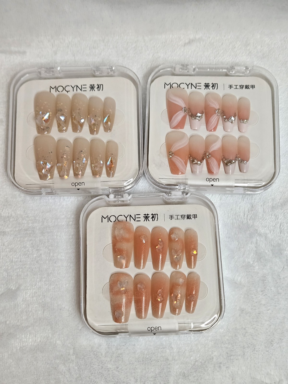 MOCYNE 3D Press-On Nail Bundle (3 Boxes) – 24pc Full Kits – Boutique Salon Look