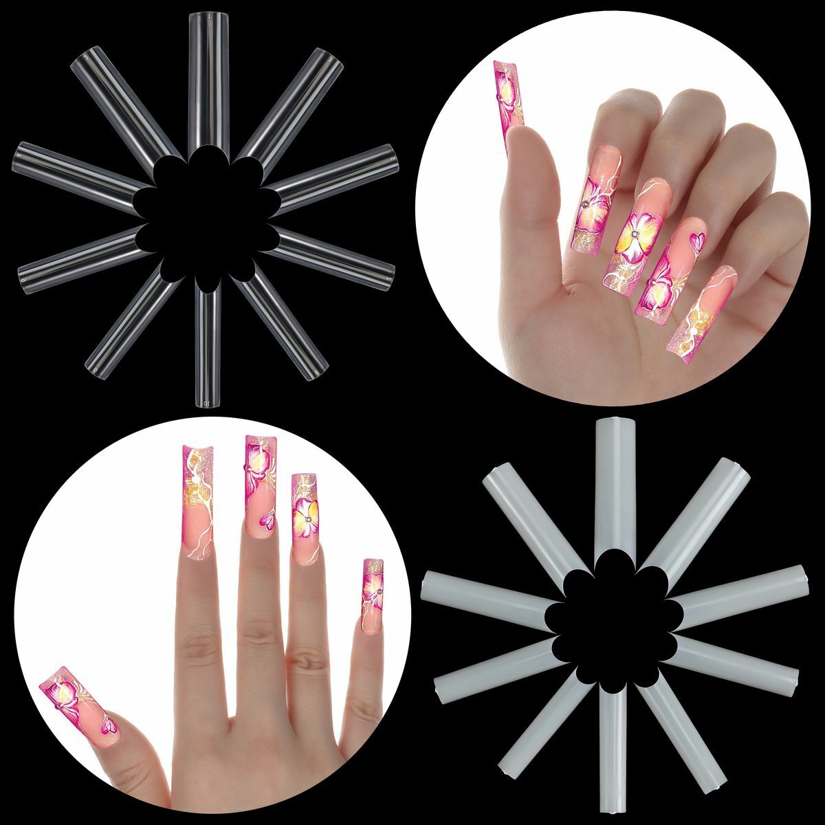 500Pcs XXL C Curve Nail Tips Extra Long Square Fake Nails Half Cover False Nails