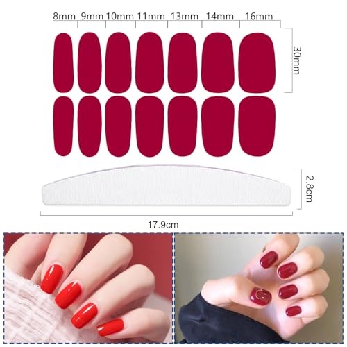 20 Sheets 280 Pcs Red Nail Stickers Full Nail Wraps，Solid Nail Polish Style 4