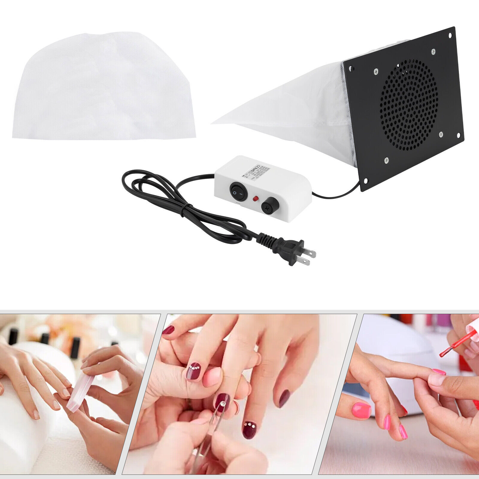 6W electric high-efficiency nail dust collector black wired Nail Dust Collector