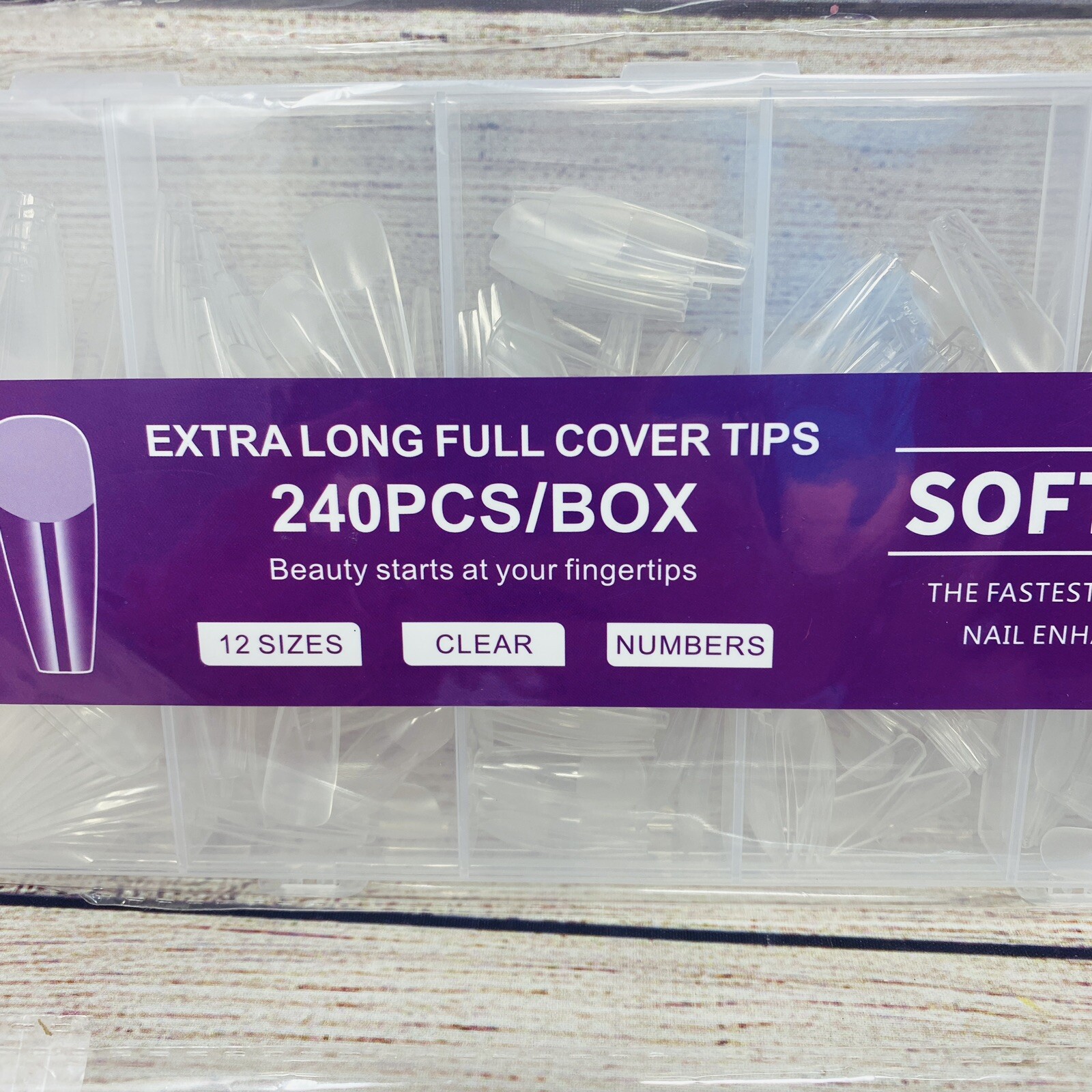Lot of 4! Long Square Acrylic Fake Clear Nail Tips Set, 960 Total Pieces! New!