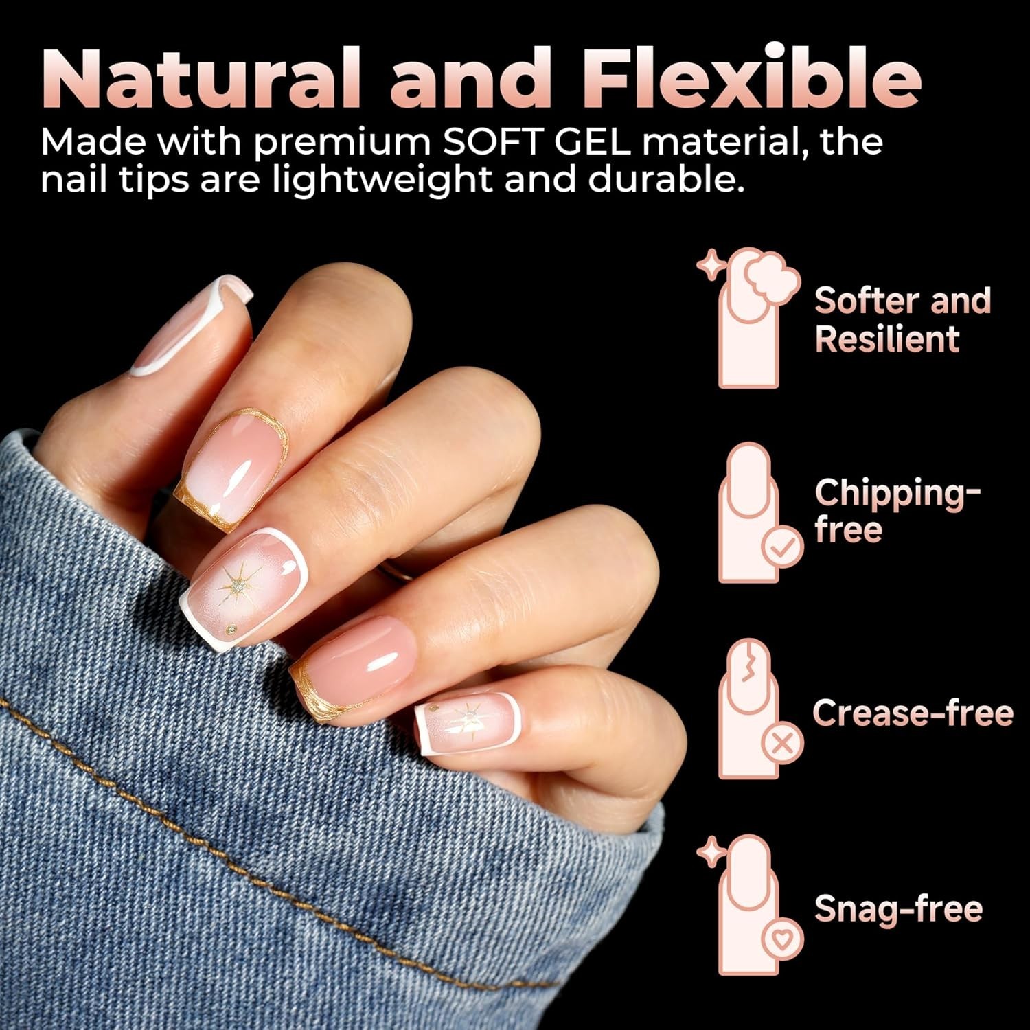 Breathable Gel Nail Tips – 120 PCS Full Cover, Perfect for Elegant DIY Manicures