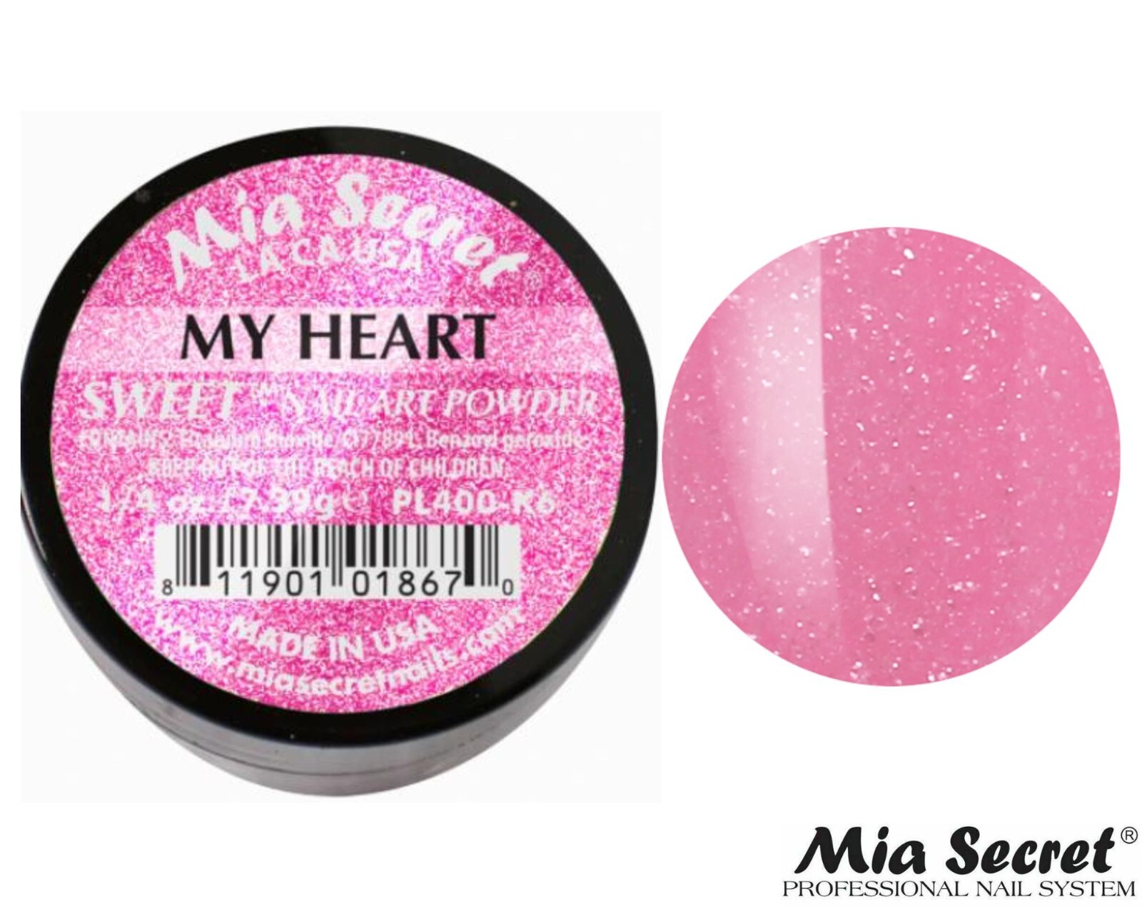 MIA SECRET Nail Art Powder 1/4oz-My Heart (SWEET COLLECTION)