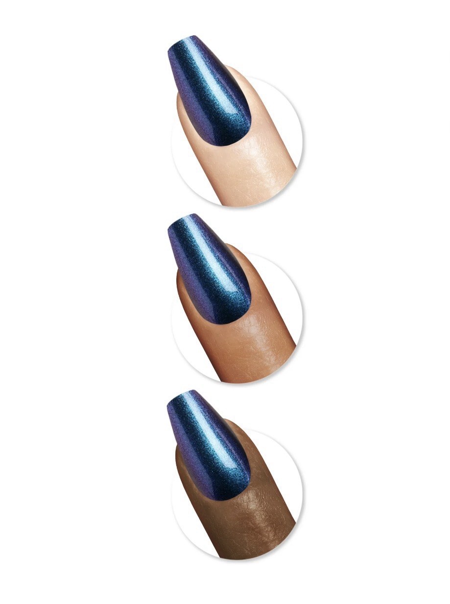 Sally Hansen Long Blue Shiny Coffin Press-On Nails Glue Pre-Designed CO321