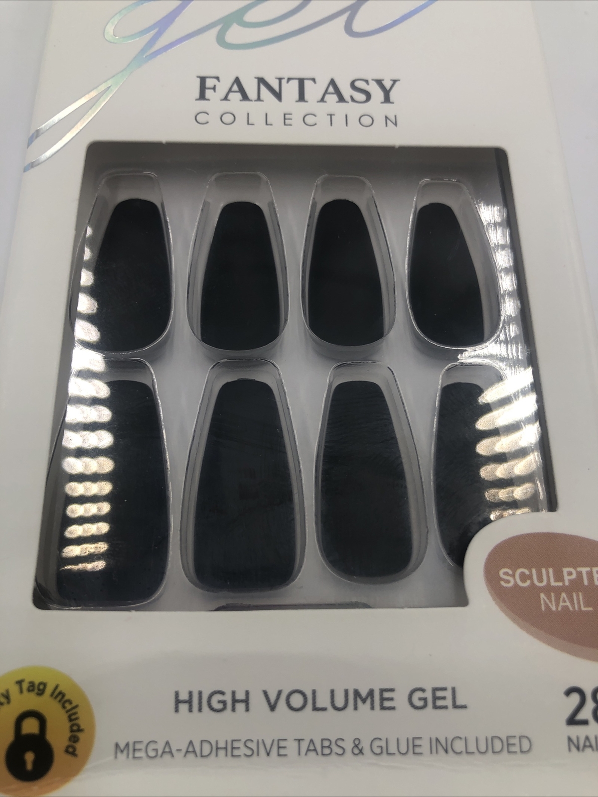 KISS Gel Fantasy Long Black Press On Nails Slate Matte, FS10X