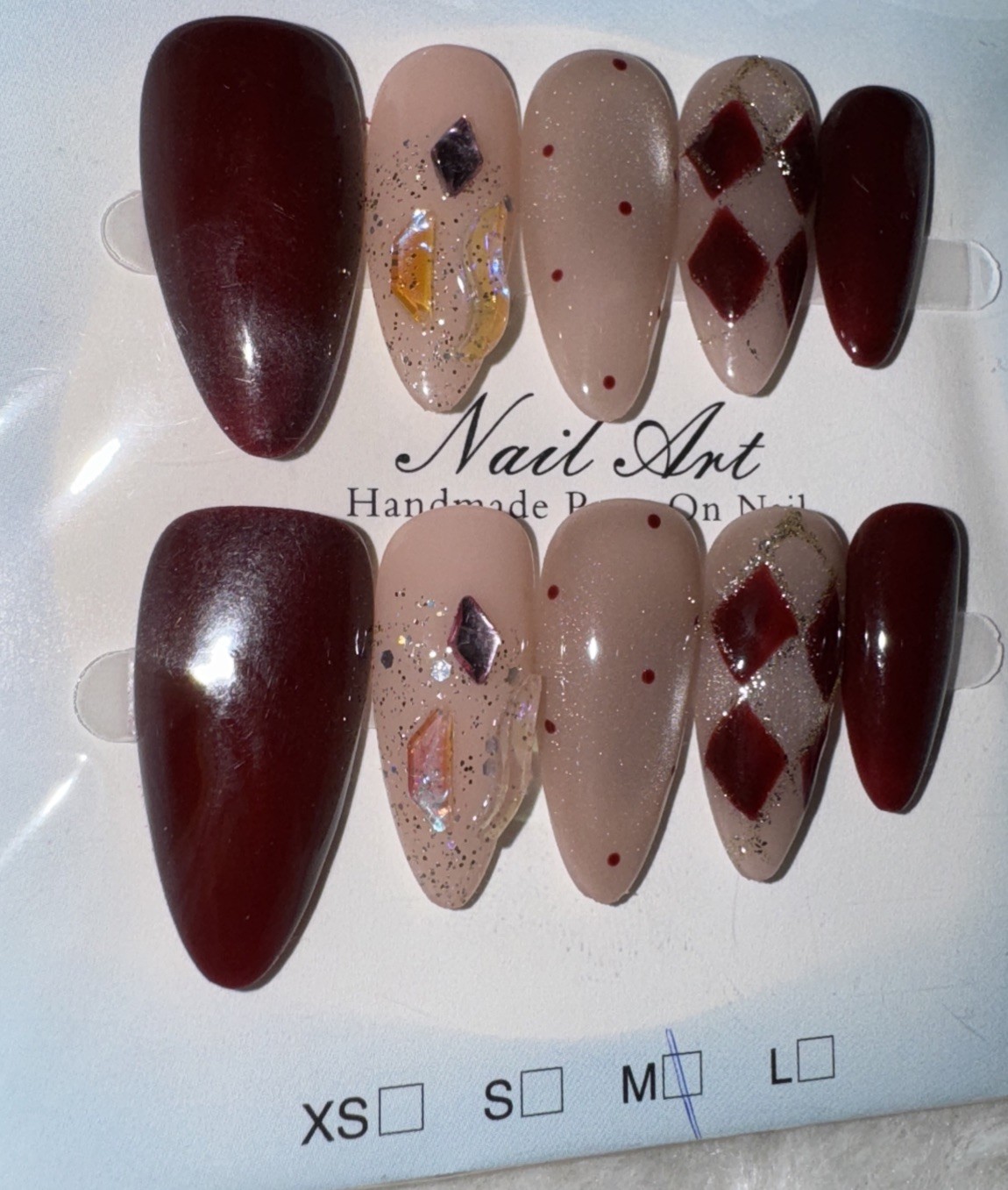 4 Packs Of 10pcs Almond Press On nails | 3D Unique Designs| Size M | Reusable (3