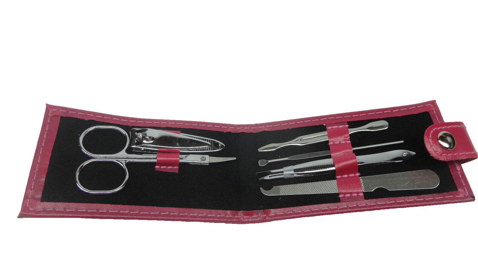 6 Pc Manicure Set w/pink faux leather travel carry pouch Macys ~Lot of 12 Sets~