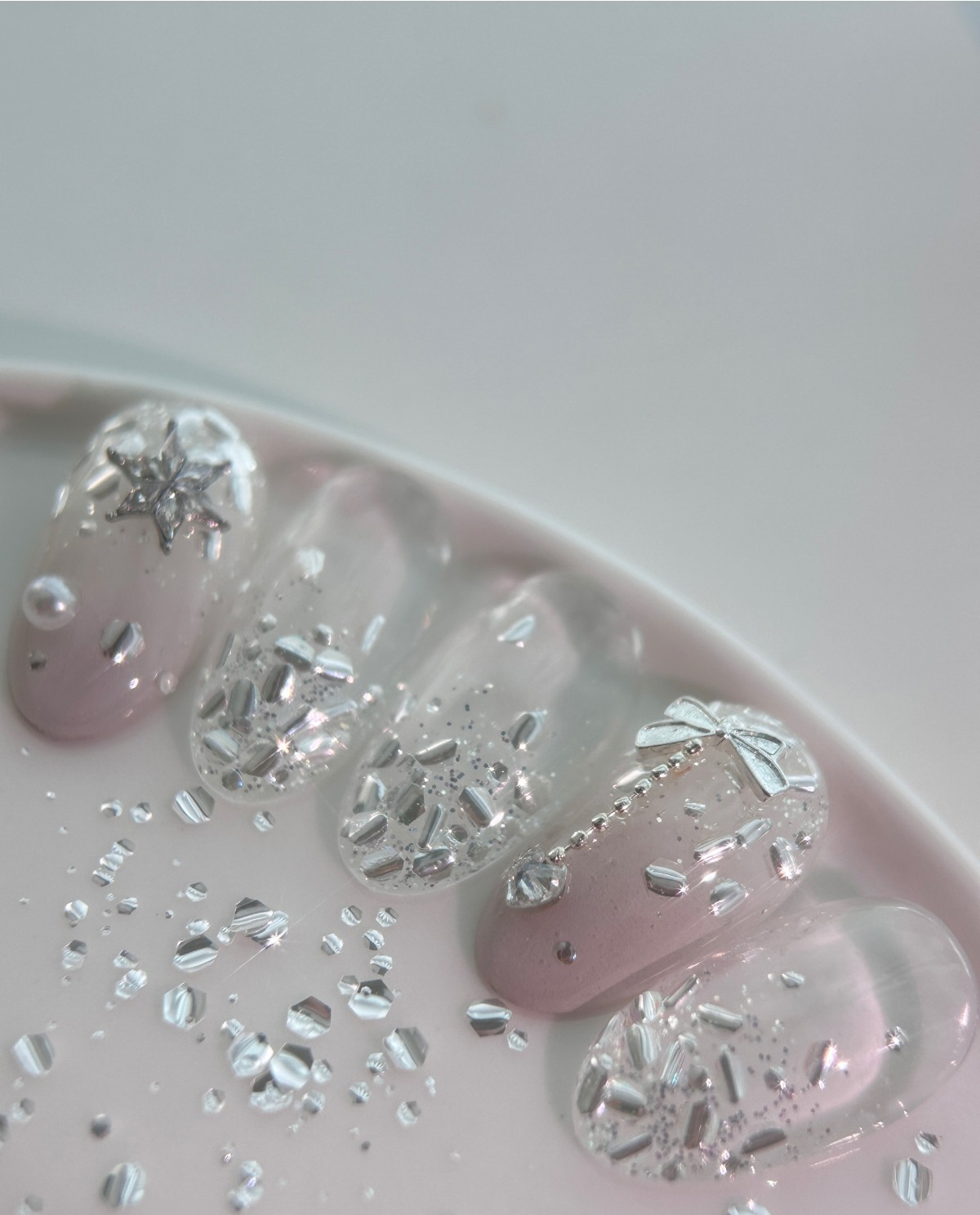Bonnie B White Icing Nail Glitter Aurora Clear Ice Effect Chunky Mix Nail Art