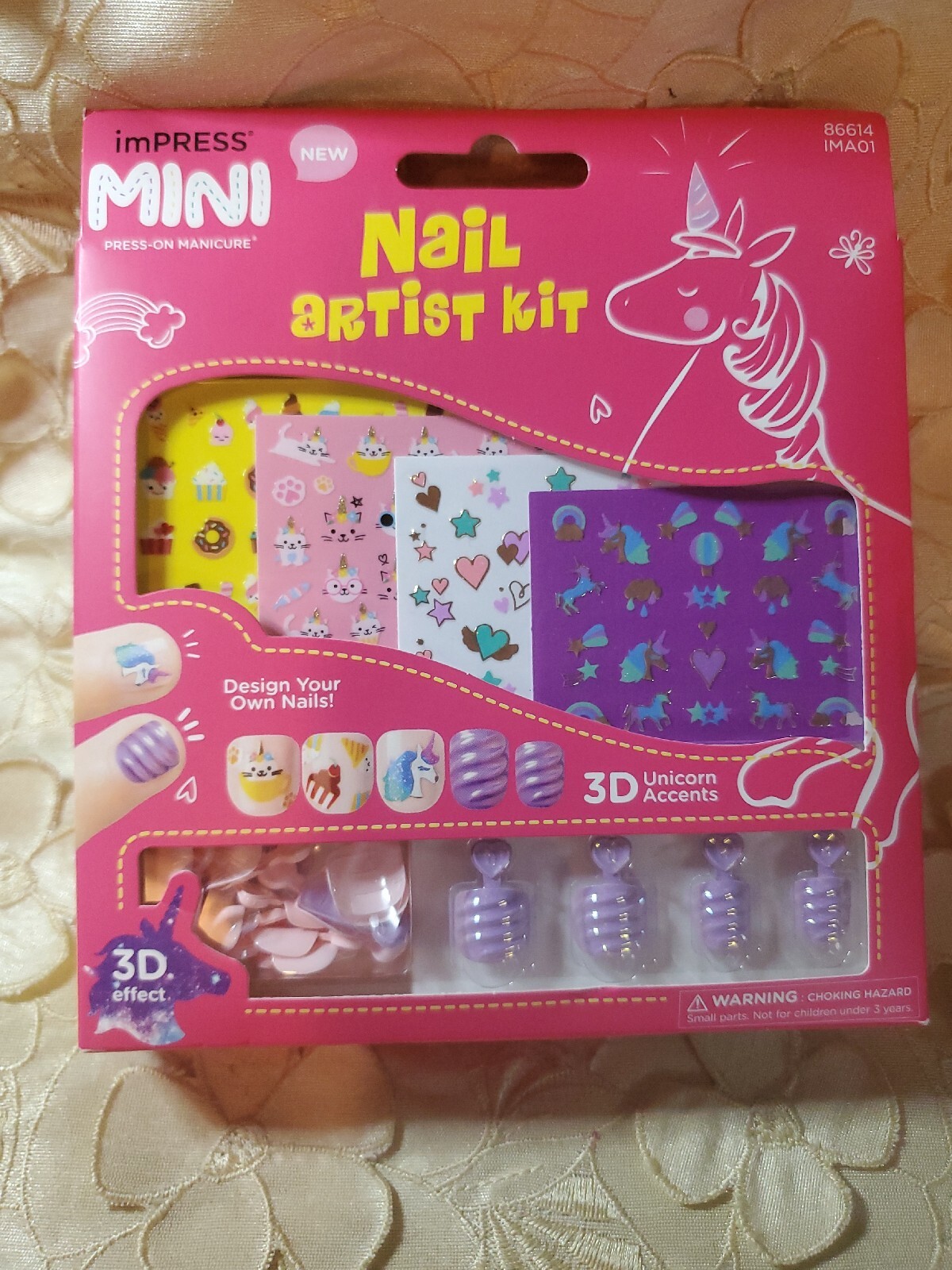 KISS-IMPRESS-MINI-PRESS-ON MANICURE-NAIL ARTIST KIT-KIDS-3D UNICORN ACCENTS-NIB!