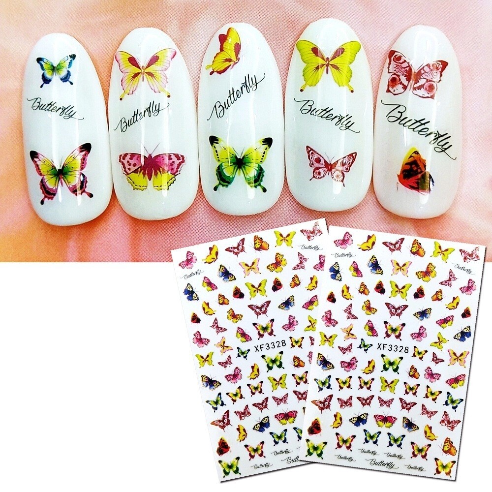 12 Sheets Set Nail Art Stickers Butterfly Bug Birds series Insects & Flower NS34
