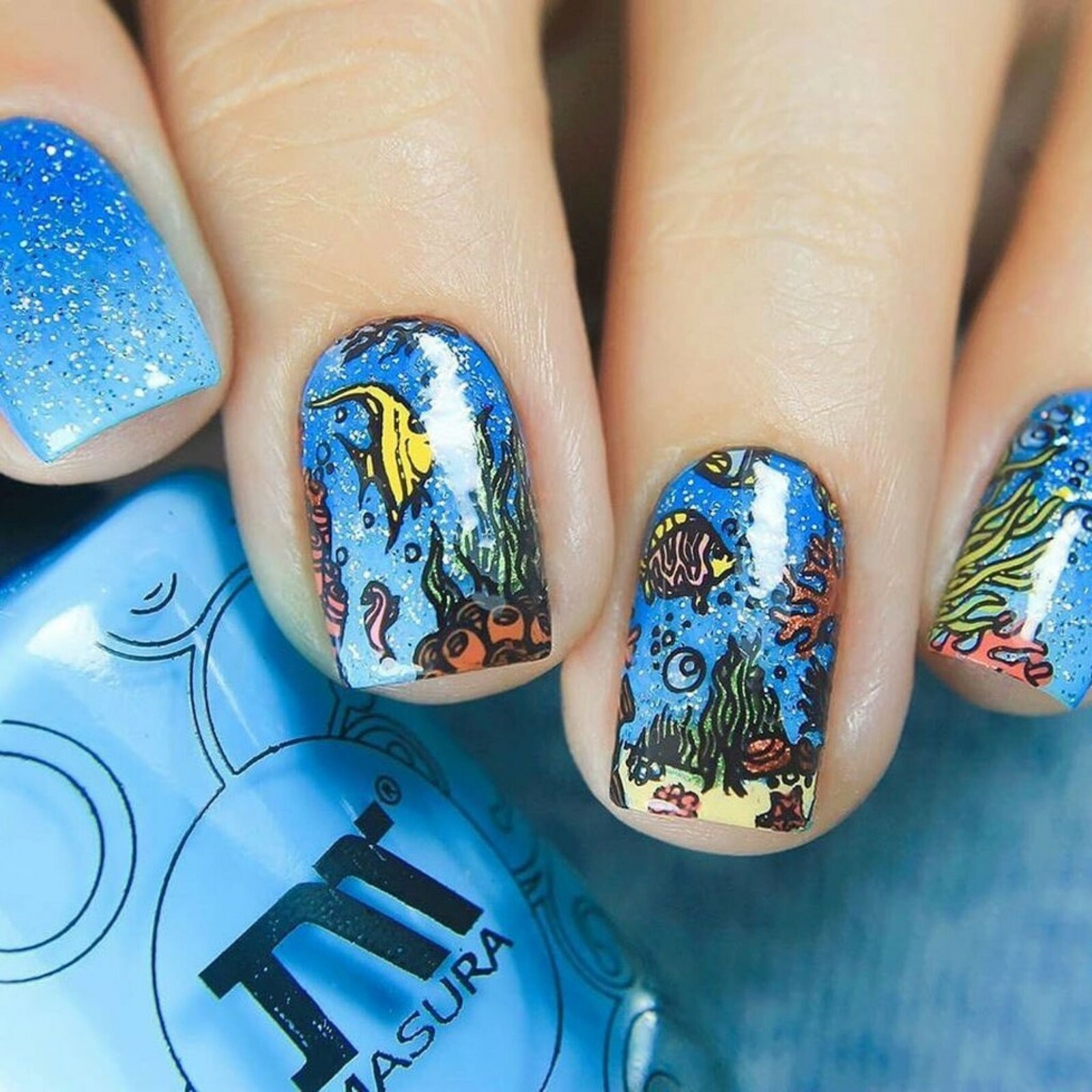 B056 Coasting to the Sea Stamping Plate For Stamped Nail Art Design