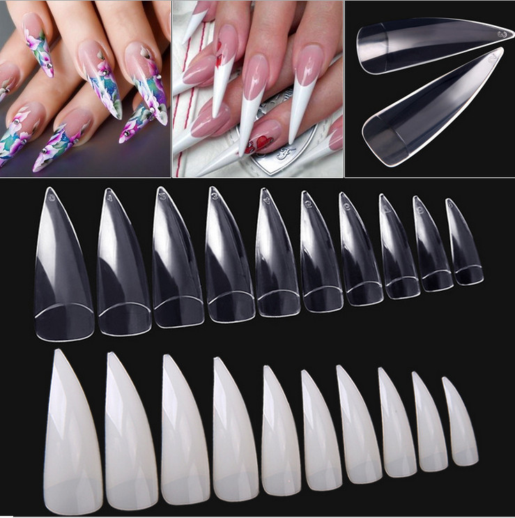 1000 Pcs Eagle Claw Stiletto Half False Tips Nail Art Gel Acrylic Tips 3 COLORS
