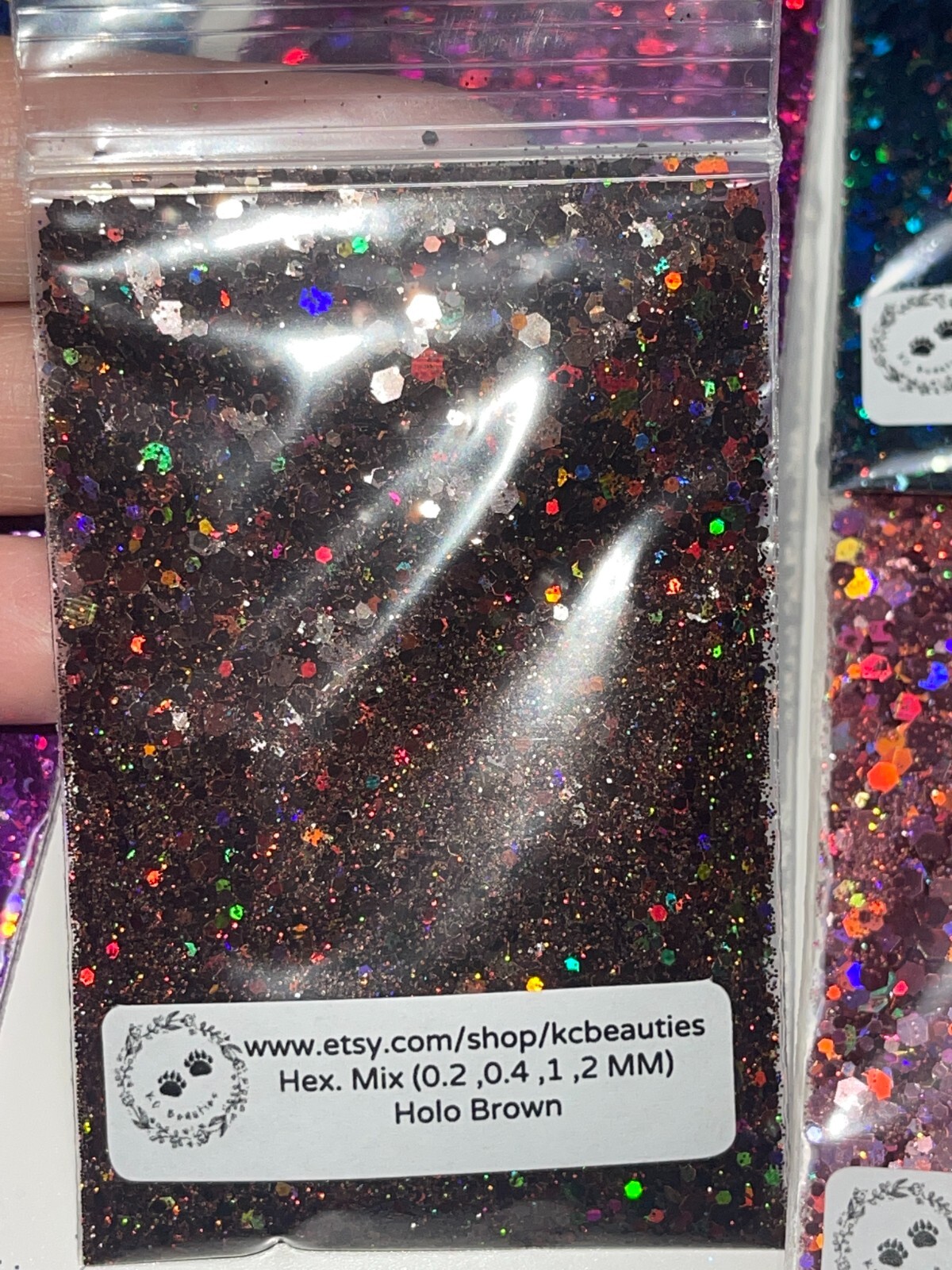 50g Solvent Resistant HEX MIX 0.2,0.4,1,2MM Glitter HOLO BROWN ART Nail Craft