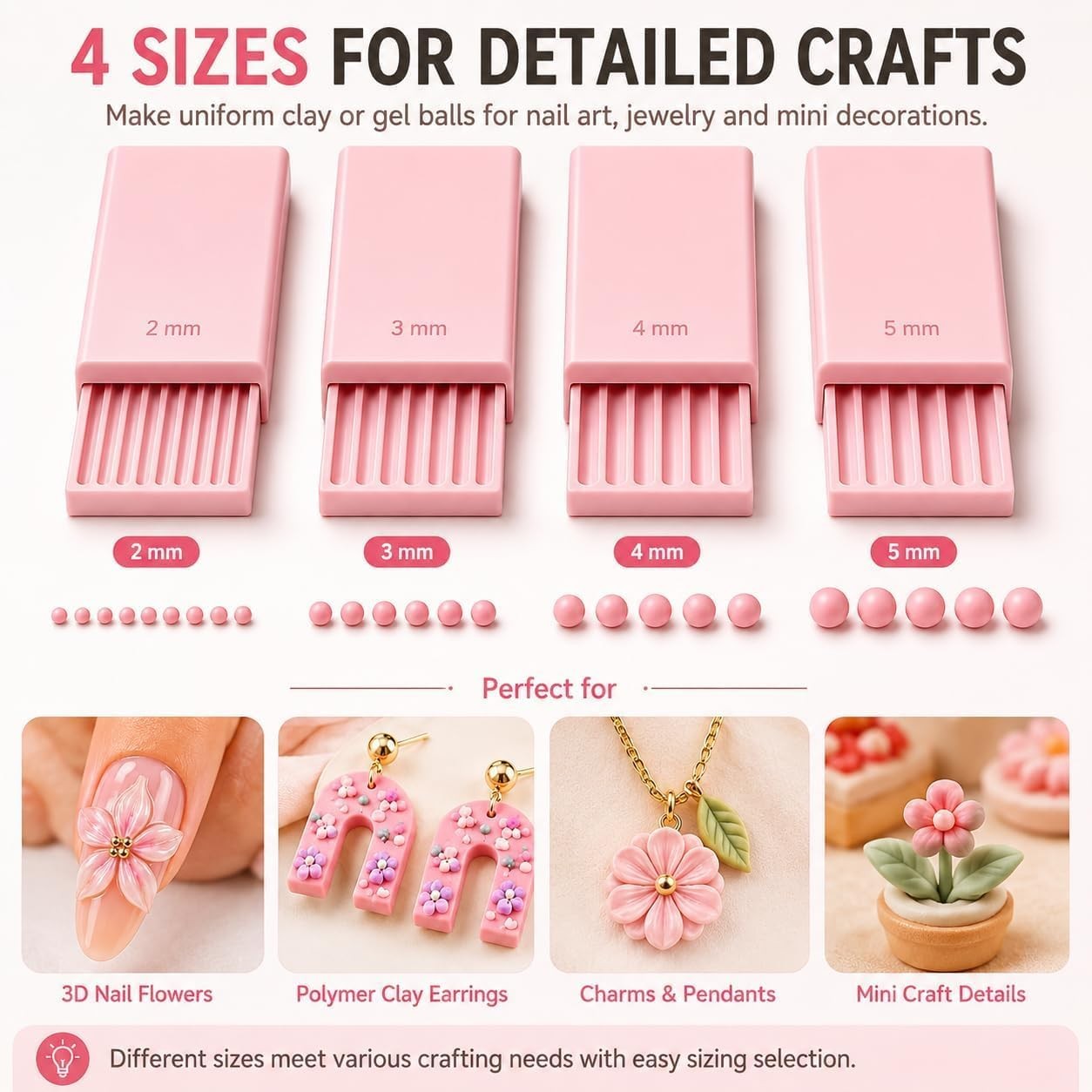 3D Print Clay Gel Ball Maker Tool, Nail Art Bead Roller for 3D Gel Flowers